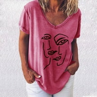 Ženska majica Casual Tee Print T-Majica Crewneck kratki rukav modni ružičasti s