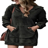 Ženska dukseva plišana dvostrana labavi patentni patentni patentni patenci džep džemper kaput za jesen