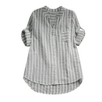 Ženska modna labava V-izrez Stripe Print Casual Tops Bluza Trendy Fall odjeća košulja za bluza Duks