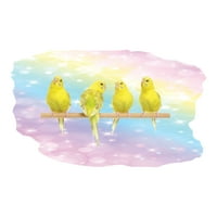 Životinjske akvarelne zidne naljepnice za dječju sobu - Rainbow Background Love Bird Parrots Art na