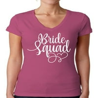 Nevjeroward Styles Bride Squad V-izrez Majica Brodsmaid V-izrez Majica za žene Slatki vjenčani pokloni