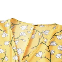 Zodanni dame midi haljine cvjetna tiskana duga haljina boemska ljetna plaža sa rugara slobodno odmor žuti s