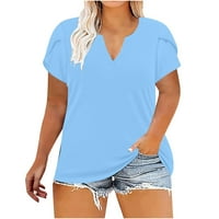 Ljeto Plus veličine za žene latica s kratkim rukavima V bluza izrez Lose Comfy Trendi majice Tees