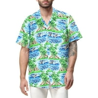 Muška majica Havajska majica za muškarce, muške vintage gumb dolje kuglane s kratkim rukavima ljetna