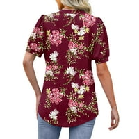 Ženske vrhove vrhovi za žene cvjetno cvjetno print Crewneck casual bluza plutala kratki rukav labav
