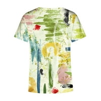Žene ljetne vrhove Cvjetni kratki rukav V rect majice Tees Grafički tiskani Tunic TOP CALEST Bluze Majice