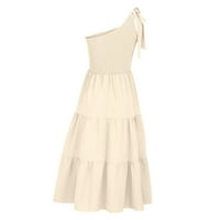 Ženski van-ramena A-line maxi haljina ljetna trendi ruched struka bočnih proreza nagnute ljuljačke duge