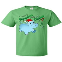 Inktastic Želim hipopotamus za božićni hippo u majici Santa Hat