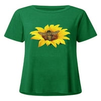 Pfysire Women cvjetno tiskovina TOP Ljeto kratki rukav ležerna majica za blube zelena 3xl