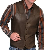 2DXuixsh jakne za muškarce Zimska odjeća za muškarce muške kože V Džep vrata retro boja prsluk prsluk