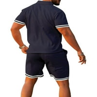 Sexy Dance Men Polo Majice i kratke hlače Kratki rukav Jogger set rever izrez Outfit Comfy TrackSit setovi Ljetna mornarica Zelena L