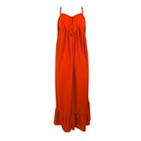 Haljine za ženske kratke rukave čvrstoće srednje dužine sa džepom sunčeve haljine okrugli izrez narančasta