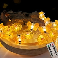 Pčelinje gudačke svjetla, akumulatorska svjetla 10FT 30LED Bumble pčele Honeybee Sunflower Fairy Svjetla