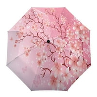 Cvijet trešnje Butterfly Pink Potpuno automatskim kišobranom za djecu na otvorenom Odrasli ispisani kišobran Sklopivi osmorodno suncobran