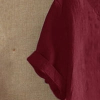 Povratne modne košulje za žene Bluza s kratkim rukavima Osnovna odjeća za žene Daisy grafički tisak na vrhu pulover okruglog vrata, ugodno povremene pamučne pamučne pamučne duksere vino m