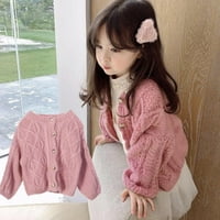 Djevojka Cardigan stil Dječji retro pleteni pleteni ružičasti džemper devojke zadebljani džemper za