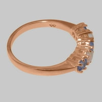 Britanci napravio je 10k Rose Gold originalni tanzanite i opal ženski prsten za vječnost - Opcije veličine