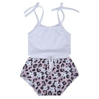 Djevojke za dijete Outfits crtane leopard tiskane bez rukava ljeto Top hlače postavlja dječju odjeću
