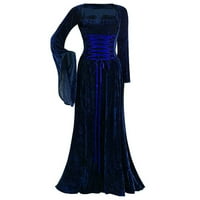 Ljetne sušače žene žene Elegantna srednjovjekovna haljina Criss Cross Vintage renesanse duljina haljina