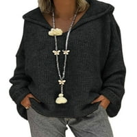 Prednjeg swalk Duks sa kapuljačom sa kapuljačom pulover dugih rukava Pletena majica V izrez bluza crna xxxl