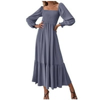Zunfeo haljine za žene - kvadratni vrat Ležerne prilike nafte na linijskim rukavima A-line Novo dolazak