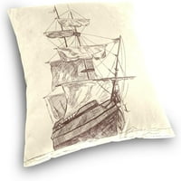 Vintage stari brodovi baršunasti plišani bacanje jastuk za jastuk za jastuk - 20 20 - nevidljivi patentni