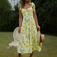 Ženska midi sendorica sa vežom za ramena na ramenu Ljetne cvjetne klizanje haljine