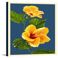 Žuti hibiskus - Letterpress - umjetničko djelo za novinare fenjera