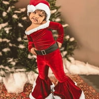 TODDLER Baby Girl Direct Set Christmas Dugi rukav Robos BodySuit Bell Botls Flare Hlače Hat Outfits