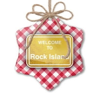 Ornament tiskani jedno oboren žuti put znan dobrodošli u rock otok božićni neonblond