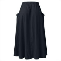 Koaiezne ženske ležerne prilike sa visokim strukom sa linijom midi suknja sa džepom