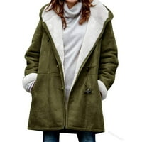 Uerlsty Fashion Winter With Ženski kaput pamučni linijski preklopni gumb Dugi rukav Parka Debela jakna