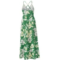YiLirongyumm sa zelenim XL Ležerne haljine za žene cvjetne haljine Long Maxi sandress Backless Boho
