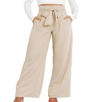 Žene Palazzo pantske struke Long Hlače Solidne pantalone za čvrste boje rade Boho marelica 2xl