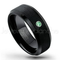 Crna volframska prstena ivica - 0.07ct Solitaire Smaragdni prsten - Personalizirani vulsten vjenčani
