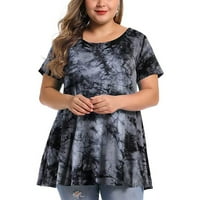 Ametoys Women Plus Veličina Tuničke vrhove cvjetni print kratkih rukava Vintage Flared casual labava