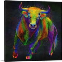 Bull goveda Steer Actional Canvas Art Print - Veličina: 18 18