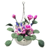 Mini kućna posuda ukras Mini Pink ruža Viseća korpa Model aranžmana za cvijeće za kućni dekor