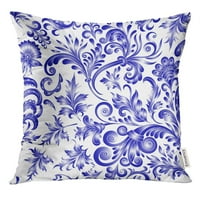 Sažetak Doodle Paisley Gradient cvjetni na bijelom gzhel akvarel imitacija plave boje kaučastog jastučna