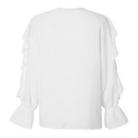 Bluze za žene Dressy Ležerne prilike QWANG Ženska elegantna ruba obloga dugih rukava s gužvama za džakardu,