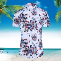 MENS LEOTARD bodini rukavi majica Labavi ovratnik Havaji kratki tiskovina modnih vrhova Slim isključivanja