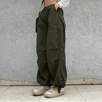 Teretne hlače Žene High Squik Široke noge pantalone sa punim bojama Lose Duga hlače
