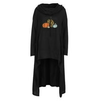 Ženski vrhovi Žene Pumpkin Pismo Ispis Pulover Dukserice Duge rukav Nepravilna kapuljača dugačka majica
