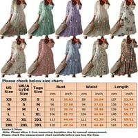 Dame s ljuljačkim haljinama s dugim rukavima V izrez Elegantni putnik Maxi haljine CAMEL M