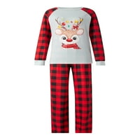 Porodična božićna pidžama Podudarni setovi Xmas Elk Print Dugi rukavi na dugim rukavima Pleveni hlače