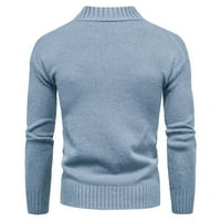 Jsaierl džemperi za muškarce pletenje rugajući izrez čvrstog casual gornjeg dugih rukava i zimski pulover