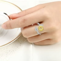 Novi kamen modni nakit femme zlatni srebrni boja slatki suncokret kristalni vjenčani prstenovi za žene