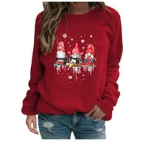 Ženski modni labavi božićni print okrugli džemper s dukserom Dressy Loop Fit Duks vrhovi ženske padajuće