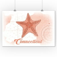 Connecticut - Starfish - Coral - Primorna ikona - Lintna Press Artwork