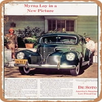 Metalni znak - Desoto Myrna Loy u novoj slici Vintage ad - Vintage Rusty Look